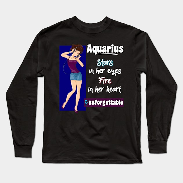 Aquarius Girl Long Sleeve T-Shirt by CeeGunn